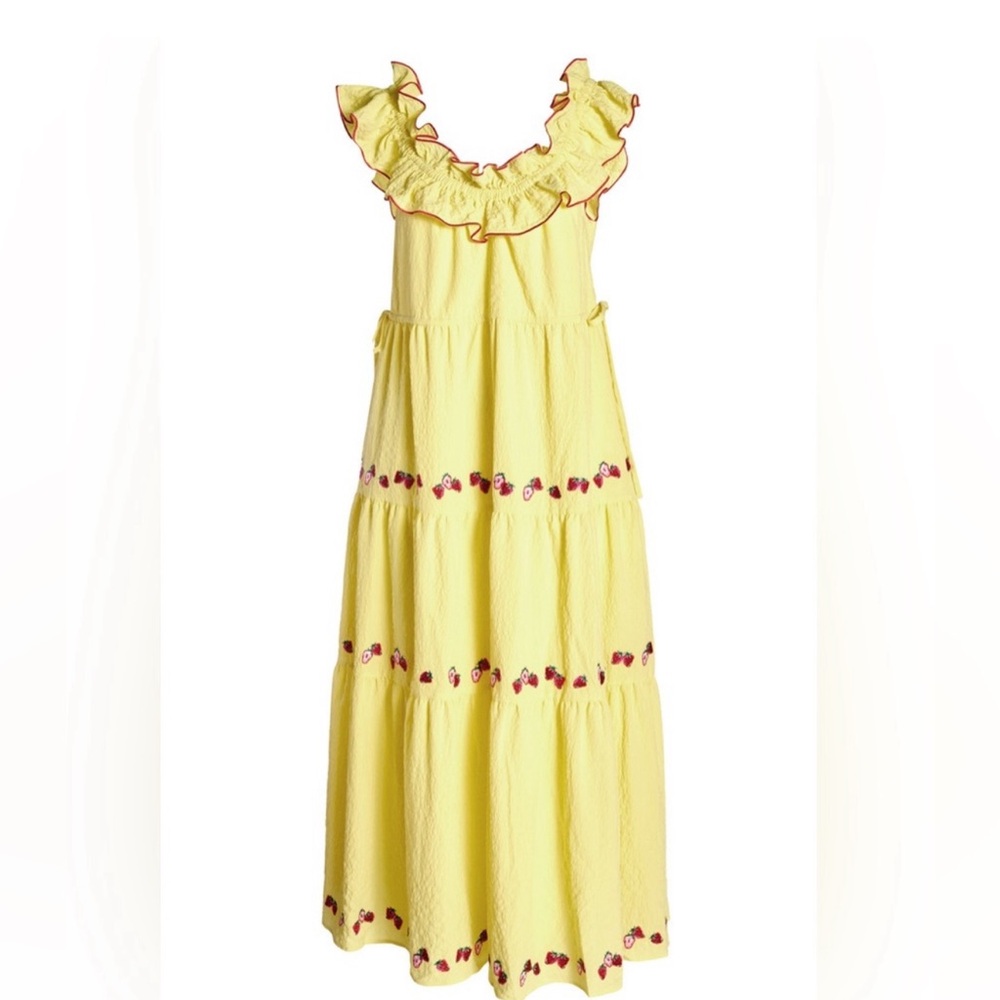 CROSBY by Mollie Burch Margot Embroidered Strawberries Maxi Dress